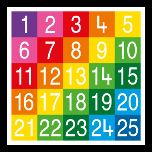 1 - 25 Full Solid Number Grid