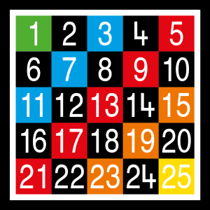 1 - 25 Half Solid Number Grid