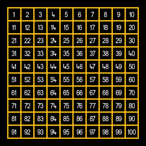 1 - 100 Number Grid Outline