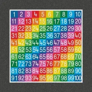 1 - 100 Full Solid Number Grid