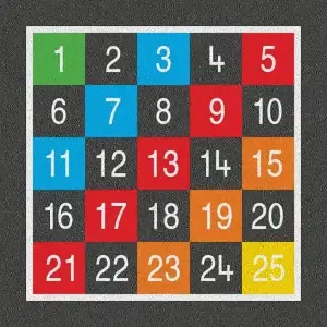 1 - 25 Half Solid Number Grid