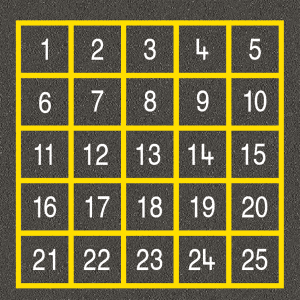 1 - 25 Number Grid Outline