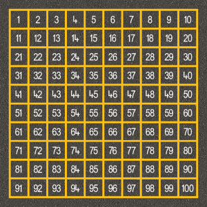 1 - 100 Number Grid Outline