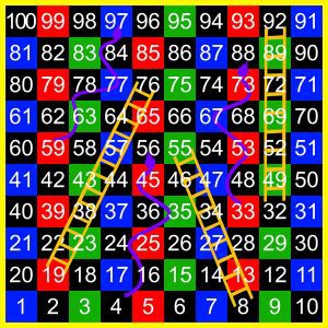 1 - 100 Snakes & Ladders Half Solid